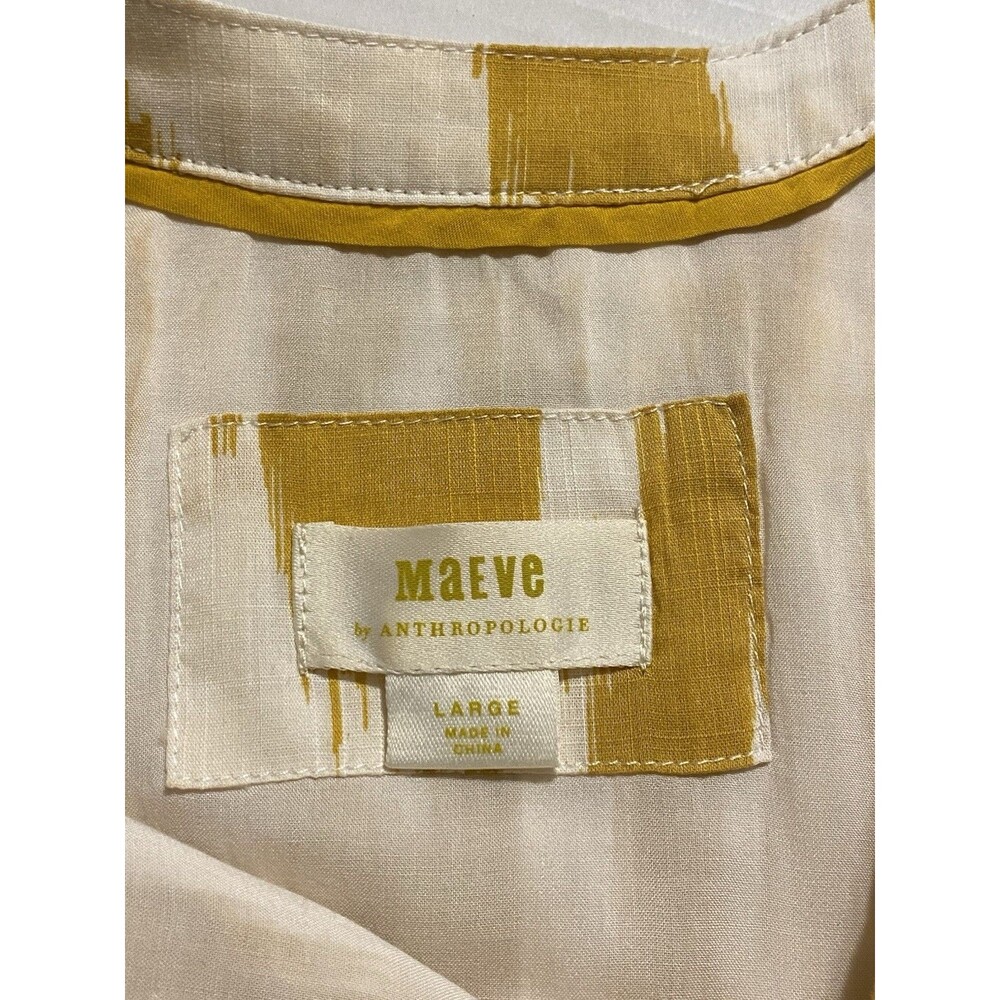 Anthropologie Maeve Cassandra Pintuck Yellow Flutter Sleeve Maxi Dress Large - Picture 14 of 16